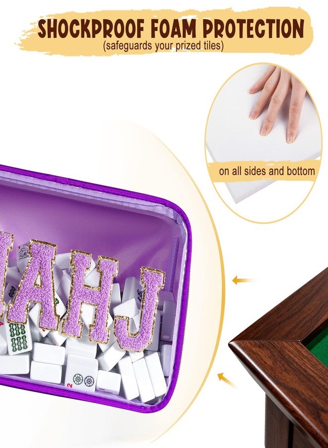 HongEast Mahjong Tiles Bag,Empty Thickened American Mahjong Bag with Zipper Suitable for 1.2"(30mm) Standard Size Waterproof Mahjong Storage Case Accessories Gifts for Game Lover Travel Women (Purple) - Image 5